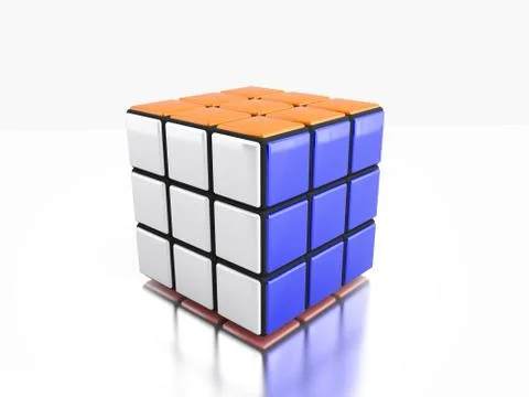 Rubik's cube 3d render  on the white background Stock Illustration