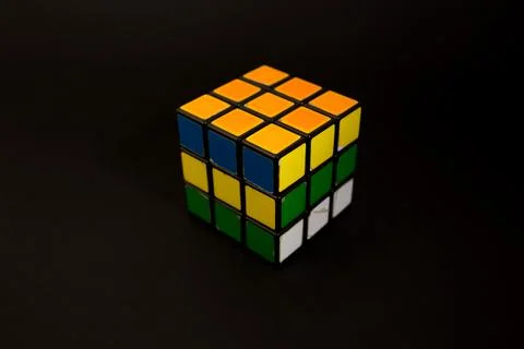 Rubik's cube on the black background. Foto stock