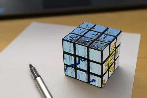 Rubik's Cube on a desk Stock Photos