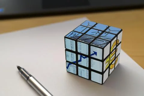 Rubik's Cube on a desk Stock Photos
