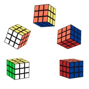 The Rubik's cube in flight Stock Illustration