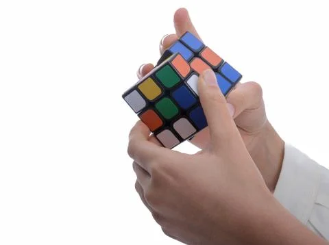 Rubik's cube in hand Stock Photos