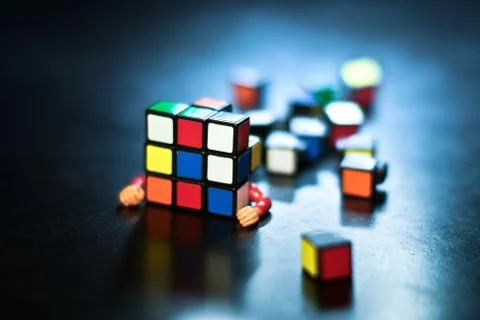 Rubik's cube  hands Stock Photos