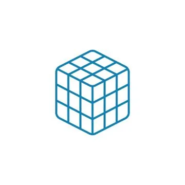 Rubik's cube linear icon concept. Rubik's cube line vector sign, symbol Stock Illustration