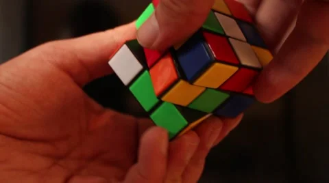 Rubik's cube in man's hands. Magic cube. Video stock 46223641