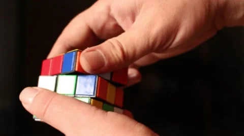 Rubik's cube in man's hands. Magic cube. Stock-Footage 46223691
