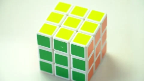 Rubik's cube puzzle,rotation of the Rubik's Cube on a white background Stock Footage 246713737