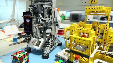 Rubik's Cube solving robot Stock-Footage 71100342