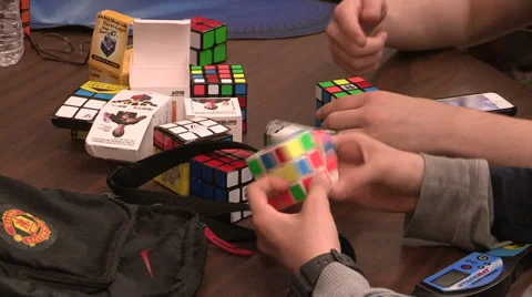 Rubik's cube speedcubing event Stock Footage 37786089