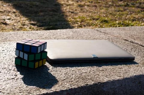 Rubik's Cube ON Tablet Stock Photos