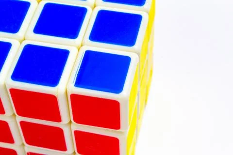 Rubik's Cube on a white background. close up Stock Photos