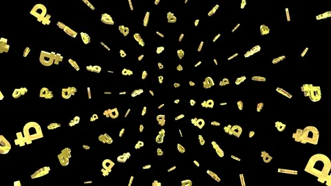 Ruble 3d gold symbol particle. Video stock 344096361