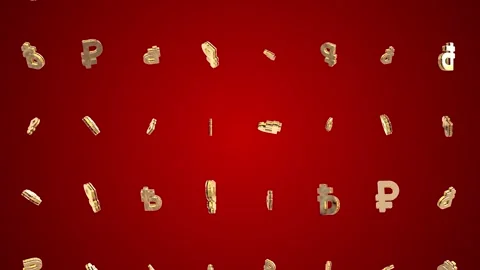 Ruble 3d gold symbol particle. Stock-Footage 344096383