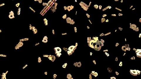 Ruble 3d gold symbol particle. Video stock 344096400