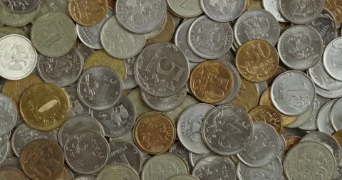 Ruble coins Stock Footage 131200262