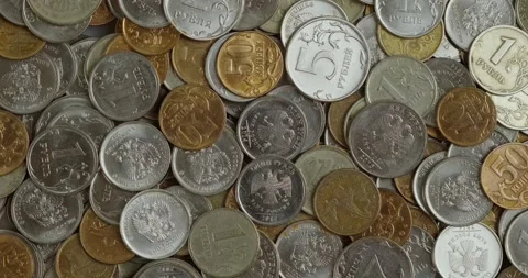 Ruble coins Stock Footage 131200278