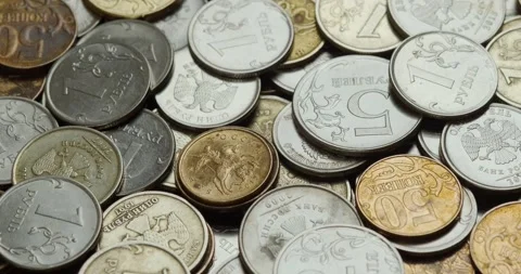 Ruble coins Stock Footage 131200317