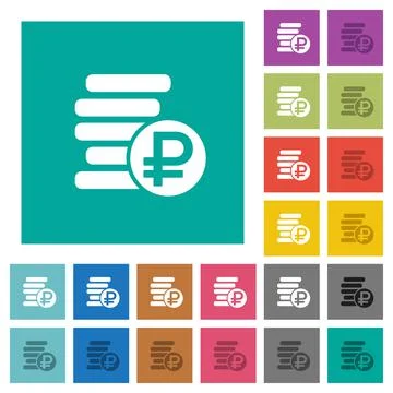 Ruble coins square flat multi colored icons Illustrazione stock
