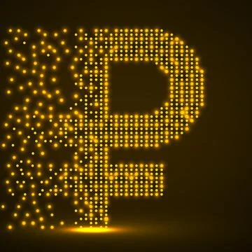 Ruble of dots with an explosion, halftone style. Vector illustration Stock Illustration