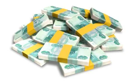 Ruble notes scattered pile Stock Illustration
