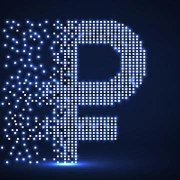 Ruble of pixels with an explosion, halftone style. Vector illustration Illustrazione stock