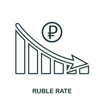 Ruble Rate Decrease Graphic icon. Mobile app, printing, web site icon. Simple Illustrazione stock