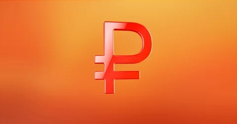 Ruble Red 3d Icon Stock Footage 69776595