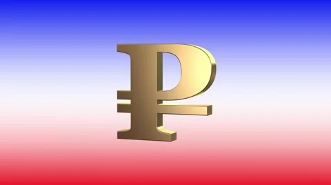 Ruble rotates against the Russian flag Stock Footage 48841122