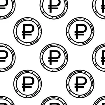 Ruble seamless vector pattern. Round metal Russian coin. Cash イラスト素材
