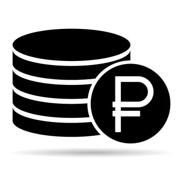Ruble stack shadow coin, flat icon money design, cash sign vector illustratio Stock Illustration