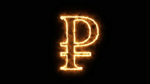 Ruble symbol of burning flame. 스톡 동영상 136344963