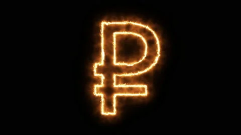 Ruble symbol of burning flame. Vídeo Stock 136344967