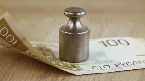 Ruble under pressure concept Stock Footage 323843849