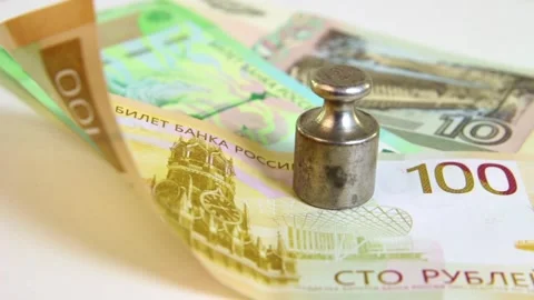 Ruble under pressure Stock Footage 323843951