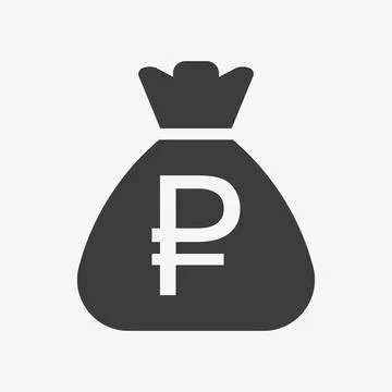 Ruble vector icon. Sack with russian ruble Stock Illustration