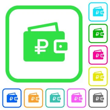 Ruble wallet vivid colored flat icons icons Stock Illustration