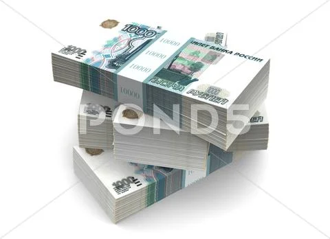 Rubles Bills Packs (with clipping path) Stock Illustration