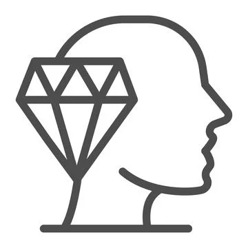 Ruby and head line icon, education concept, crystal clear loresign on white Illustrazione stock