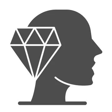 Ruby and head solid icon, education concept, crystal clear loresign on white Illustrazione stock