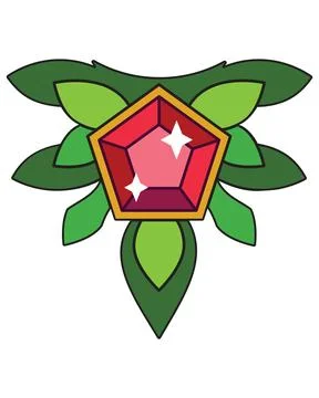 Ruby and leaves, decorative plant element - vector full color element Stock Illustration