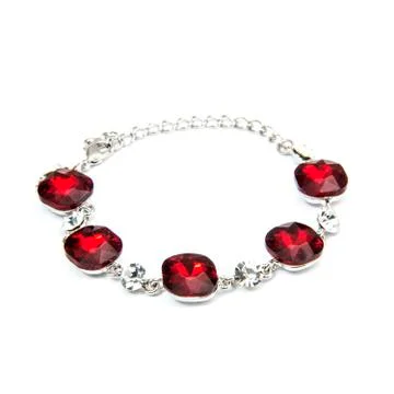 Ruby Bracelet isolated on white Stock Photos