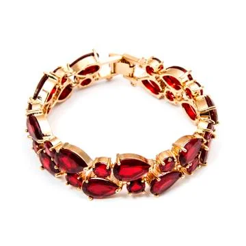 Ruby Bracelet isolated on white Stock Photos
