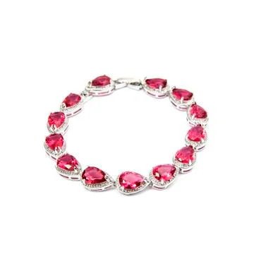 Ruby Bracelet isolated on white Stock Photos