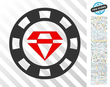 Ruby Casino Chip Flat Icon with Bonus Illustrazione stock