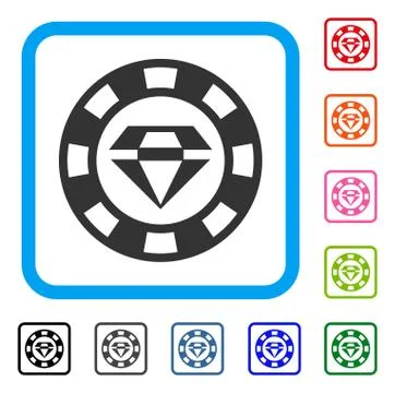 Ruby Casino Chip Framed Icon Illustrazione stock