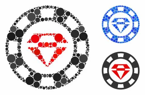Ruby casino chip Mosaic Icon of Circle Dots 스톡 일러스트