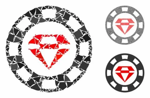Ruby casino chip Mosaic Icon of Tuberous Items Stock Illustration