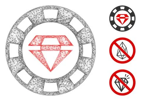 Ruby Casino Chip Polygonal Web Vector Mesh Illustration Illustrazione stock