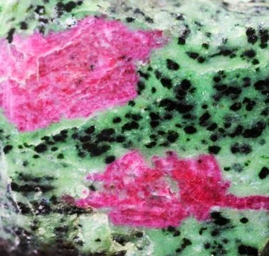 Ruby crystal in the green fuchsite Stock Photos