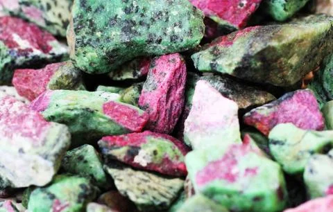 Ruby crystal in the green fuchsite Stock Photos